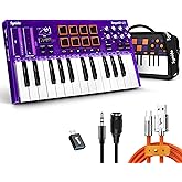 Synido MIDI Keyboard Controller Beat Maker Machine, 25 Key MIDI Keyboard with Drum Pads, Carry Bag, OLED Display, TempoKEY K2