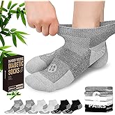 NOLUNT Diabetic Socks for Men,4 & 6 Pairs Low Cut Bamboo Viscose Wide Mens Diabetic Socks Size 9-11 10-13