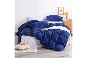 NTBAY Twin Duvet Cover Set, 1 Duvet Cover and 1 Pillow Sham, Soft Brushed Microfiber Comforter Cover for Kids with Zipper Closure, Navy Blue