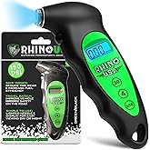 Rhino USA Digital Tire Pressure Gauge 150 PSI, 4 Ranges, Ergonomic Design w/Lighted Nozzle & LCD Backlit Display - Certified Accurate Readings, Best Digital Gage (Green)