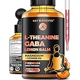L Theanine and GABA Supplements | GABA Calming with Lemon Balm Extract, L-Theanine and Magnesium with B6 | Liquid GABA L Theanine Supplements | Stress Relief & Relaxation GABA Drops