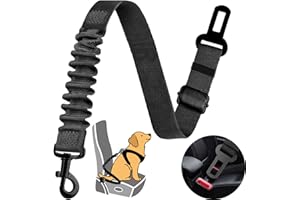 FAMSTAR Dog Seat Belt Retractable Dog Car Harness 1 Pack Adjustable Elastic Bungee Buffer Heavy Duty & Durable & 360 Degree Swivel.