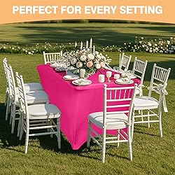 2 Pack 6 Feet Fuchsia Spandex Tablecloth for