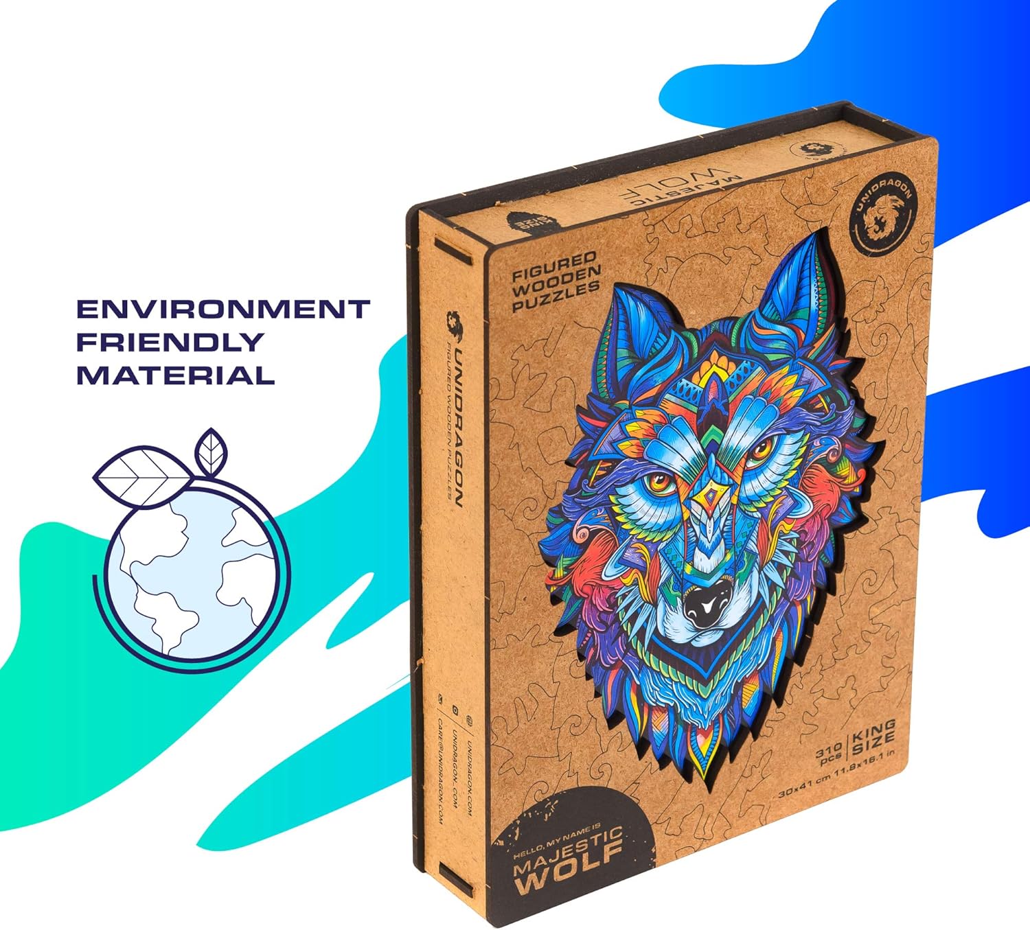 unidragon wooden jigsaw puzzle majestic wolf