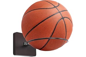 KAQUBE Basketball Holder Wall Mount, Ball Holder Sports Ball Storage Rack Football Volleyball Basketball Display Art Shelf for Men Boys Wall Room Décor w/Strong Structure, 1 Pack