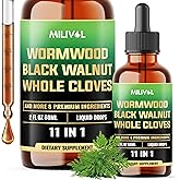 MILIVOL Wormwood Liquid Drops - Wormwood Extract Tincture with Black Walnut, Whole Cloves & 8 More Herbs - 2 Fl Oz for 60 Days Supply