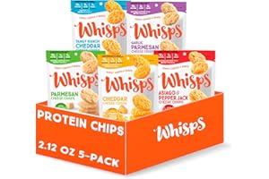 Whisps Cheese Crisps Variety Pack | Protein Chips | Healthy Snacks | Protein Snacks, Gluten Free, High Protein, Low Carb Keto Food | Parmesan, Cheddar, Asiago, Garlic Herb, Ranch (2.12 Oz, 5 Pack)