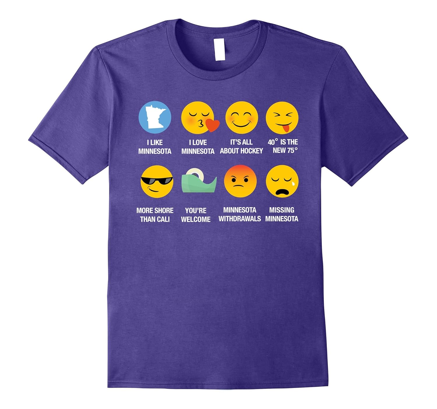 USA States Emoji Emoticons Funny MINNESOTA graphic tee-ANZ