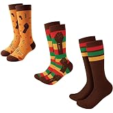 LGFKJNNJ Black History Month Socks for Men Women, 3 Pairs Novelty African Flag Crew Socks Juneteenth Dress Socks