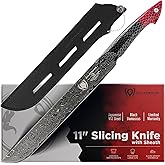 Dalstrong 11" Slicing Knife - V12 Ultra Steel | Black and Red Damascus - Honeycomb Handle - For BBQ Brisket - Holiday Roasts - Large Protein Slicing