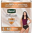Depend Silhouette Adult Incontinence & Postpartum Bladder Leak Underwear for Women, Maximum Absorbency, Small, Black, 60 Count (2 Packs of 30), Packaging May Vary