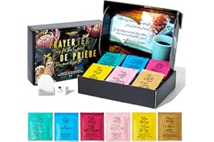 Thoughtfully Gifts, Tea Affirmations Christian Prayer Gift Set, Includes 6 Flavors of Tea with Bible Verses from Psalms and O