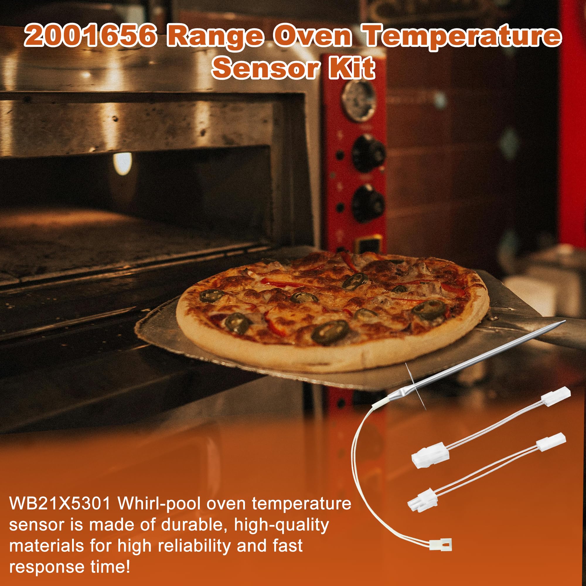 12001656 WB21X5301 Oven Temperature Sensor for May-tag Whirl-Pool Ken-More Jenn-Air Kitch.enAid -Replace 04000052 04100258 12001357 12001554 12001656VP 12500029(2 Pack) by TOMOON