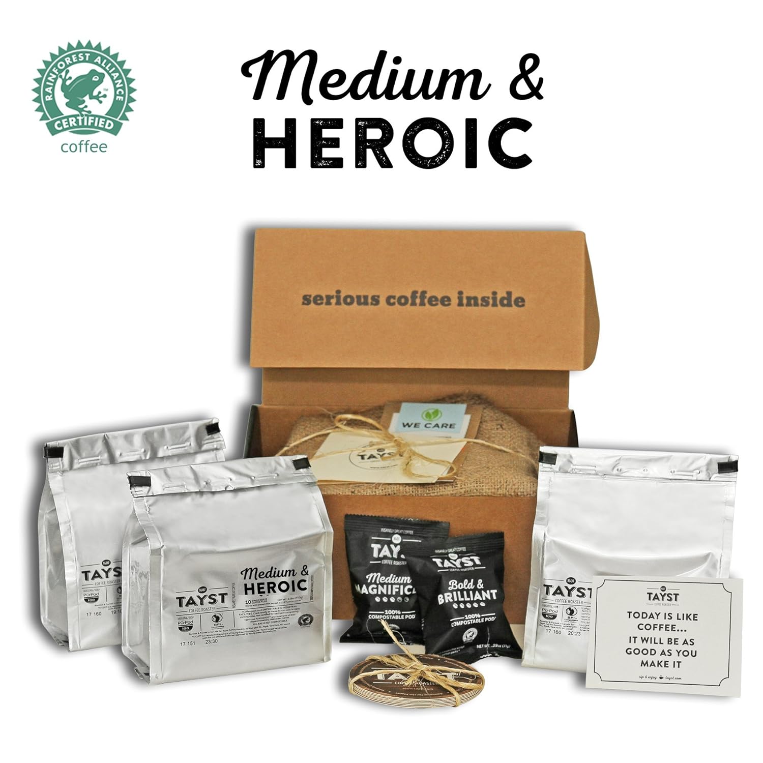 Tayst Medium Roast Coffee Pods | 30 ct. Medium & Heroic | 100% Compostable Keurig K-Cup compatible | Gourmet Coffee in Earth Friendly packaging