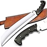Nooraki 18" Handmade Machete Knife | Full Tang Hunting Knife Made Using Chrome Vanadium Stainless Steel, Camping knife with Micarta Handle and Leather Sheath