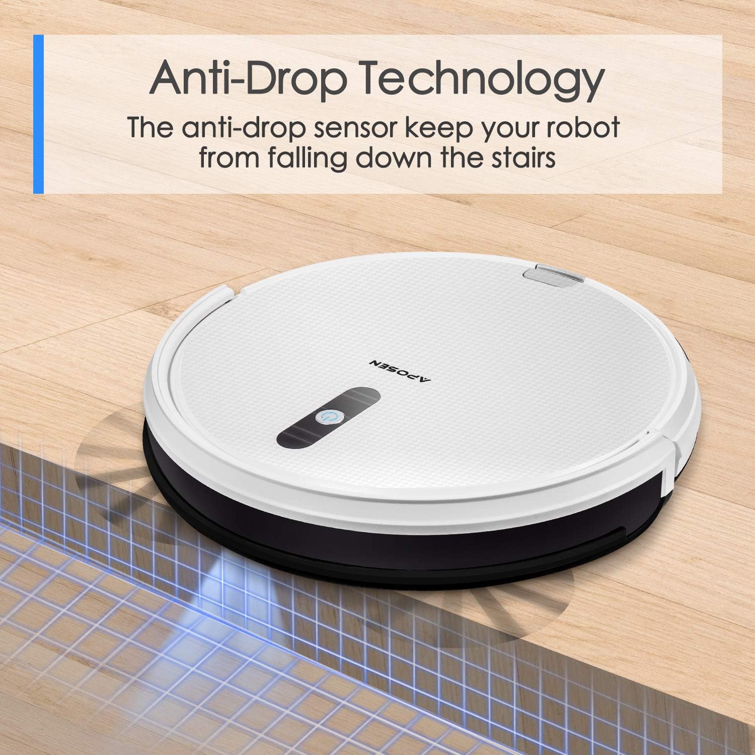 APOSEN Robot Vacuum, 1500Pa Strong Suction Robotic Vacuum Cleaner, 2.7" Super Thin Vacuum Robot with Multiple Cleaning Modes, Ultra-Quiet Ideal for Pet Hair Low-Pile Carpets& Most Floor Types, A450 -
