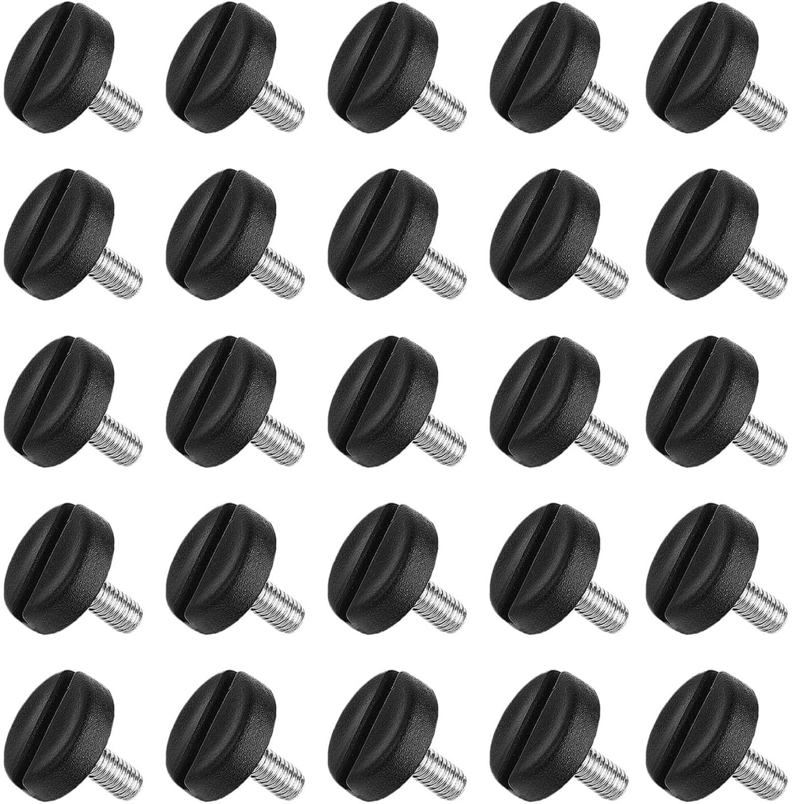 JCKD 25pcs Adjustable Screw Feet M6 x 20 mm, Leveling with Impact Nuts for Furniture, Chairs, Tables, Sofas (Black)