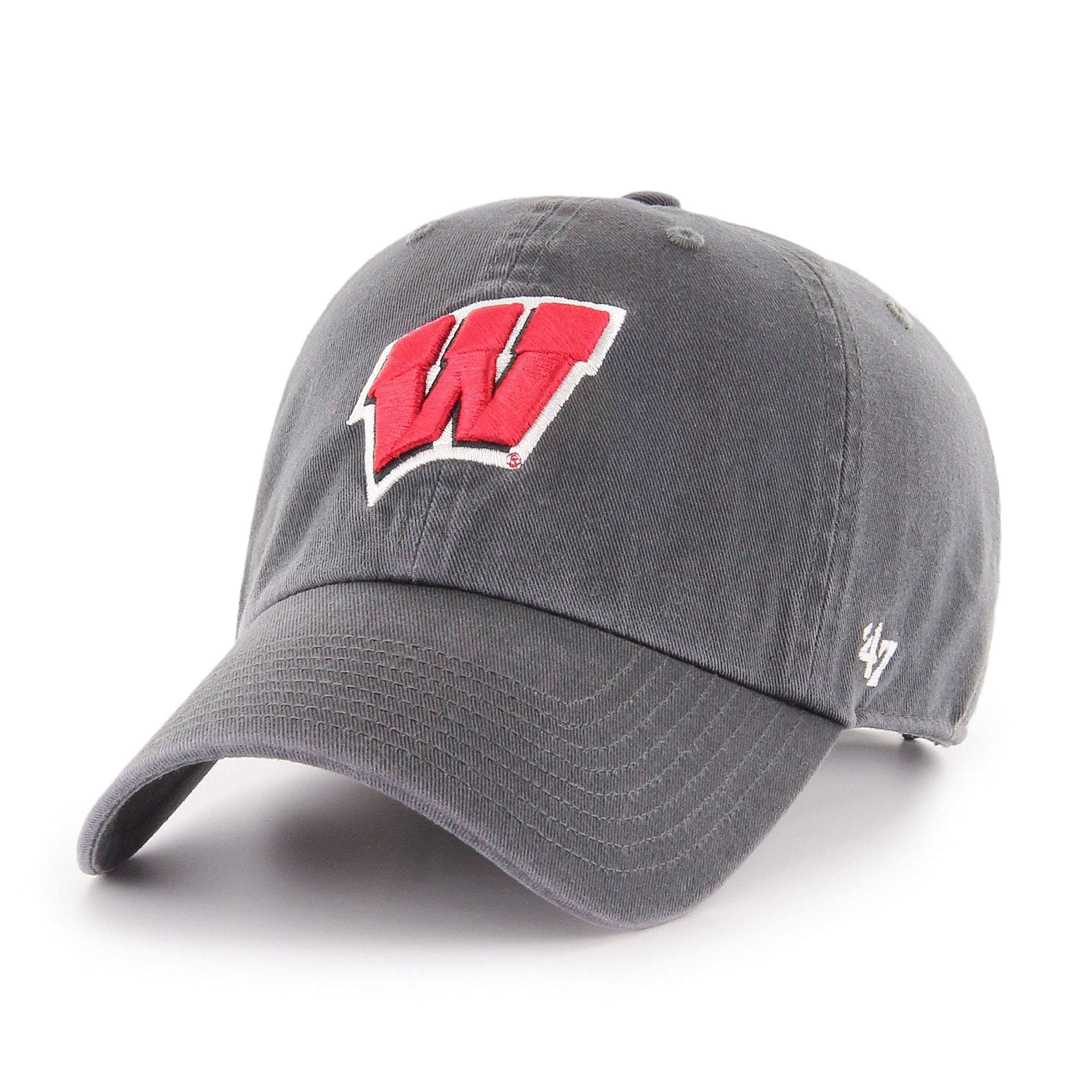 NCAA Wisconsin Badgers Mens '47 Clean Up Adjustable Hat'47 Clean Up Adjustable Hat, Charcoal, One Size Image