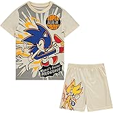 SEGA boys Sonic the Hedgehog Boys 4-20 Jumbo Print Tee & Mesh Short 2pc Set