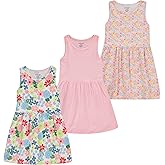 Pink Angel 3-Pack Girls' Dresses, Kids Casual Fit and Flare Sleeveless Summer Dress & School Outfit, 100% Cotton
