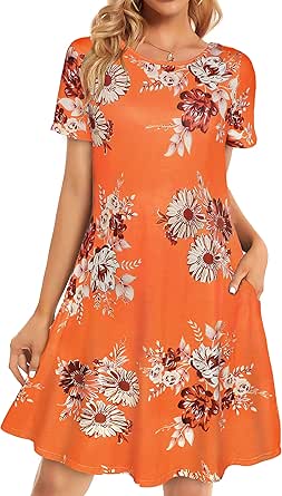 Outlet Shopping Online fashion store elescat Women Summer Dress Tshirt Beach Sundress Casual 