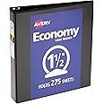 Avery Economy View 3 Ring Binders, 1.5" Round Rings, 12 Black Binders (05725)