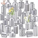 Yaomiao 30 Pcs Vases Bulk Colored Flower Glass Bud Vases Valentine Vintage Colored Glass Bottles Colorful Rustic Embossed for Home Wedding Table Decorations Gifts(Silver Series)