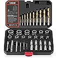 Kolvoii 39 PCS Screw Extractor Set & Bolt Extractor Set, Left Hand Drill Bit Set, Multi-Spline Bolt Remover Tools, Suit for Pull Out Damaged, Broken, Stripped Rounded-Off Bolts, Screws, Nuts, Studs