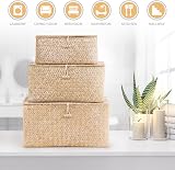 woodluv Set of 3 Seagrass Storage Boxes with Lid Lightweight Baskets view 6