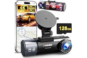 FAIMEE 4K+2K+2K 3 Channel Dash Cam Front and Rear, 128GB Card Included, Dash Camera for Cars 5.8G/2.4G Dual Wifi, Built-in GPS, Night Vision, WDR, 170°Wide Angle, G-Sensor Emergency Lock, 24H Parking Monitor