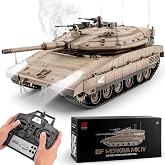 BESTYMXY RC Tank HengLong IDF MERKAVA MKIV, 1:16 Merkava Main Battle Tank MK4 Model, 2.4ghz Remote Control Vehicles Tanks with Sound &amp; Light for Ages 14+