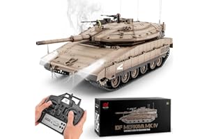 BESTYMXY RC Tank HengLong IDF MERKAVA MKIV, 1:16 Merkava Main Battle Tank MK4 Model, 2.4ghz Remote Control Vehicle with Sound & Light for Ages 14+