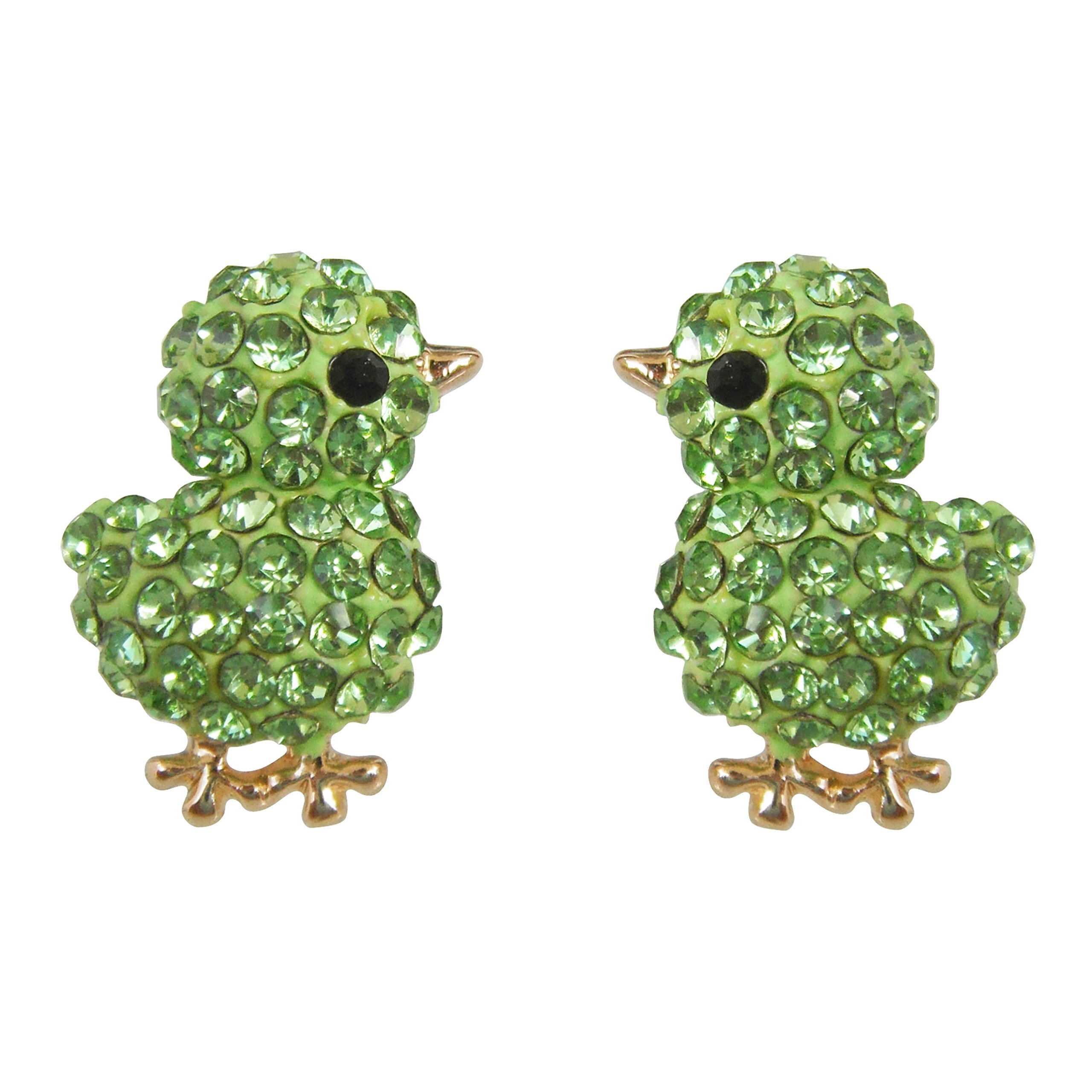 Navachi 18k Gold Plated Chicken Green Crystal Enamel Az1502s Stud Earrings — image 1