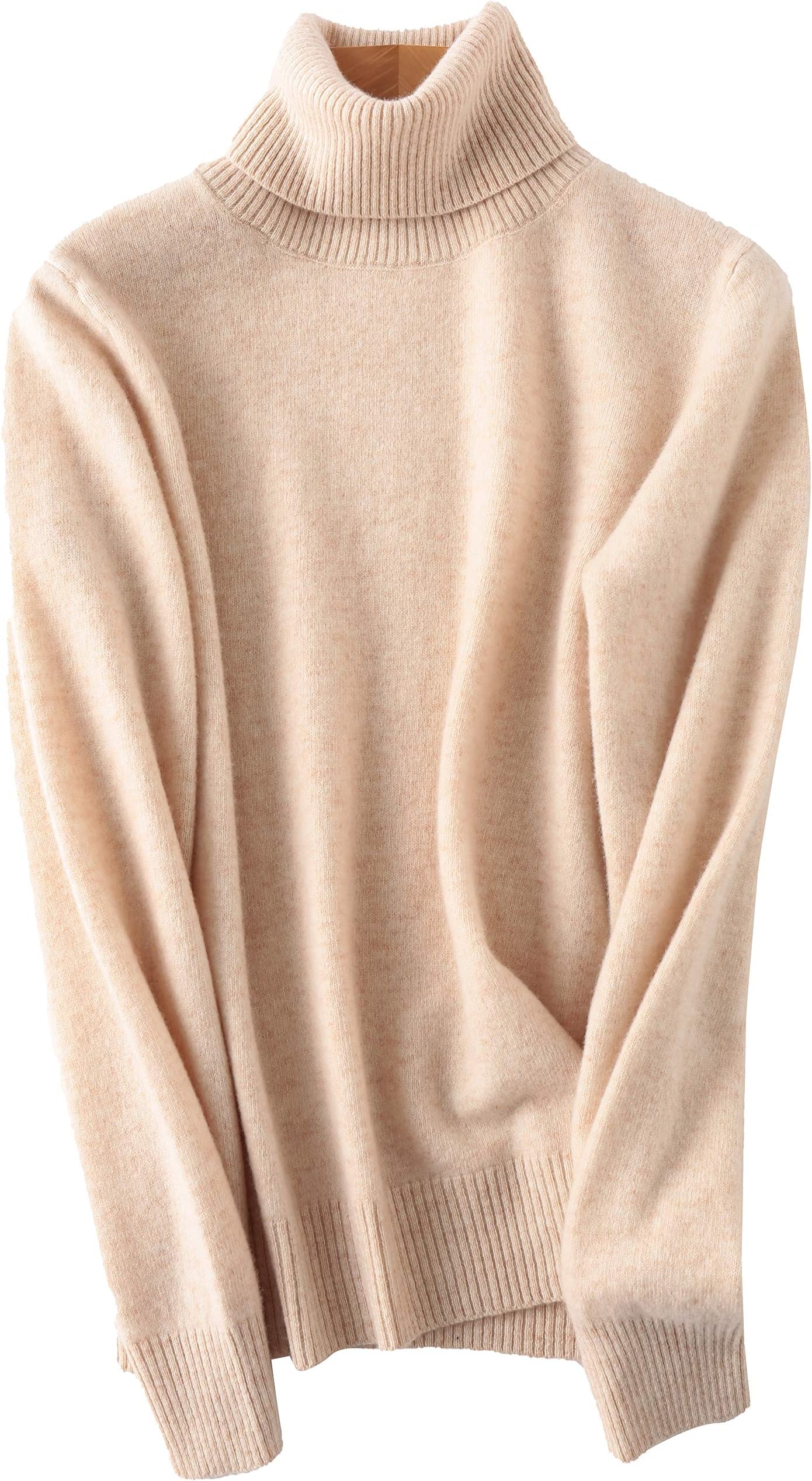 Women's 100% Merino Wool Turtleneck Winter Casual Long Sleeve Knit Jumper Sweater Pullover