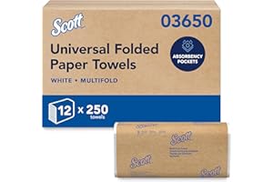 Scott Professional Universal Multifold Paper Towels, Bulk (03650), Absorbency Pockets, White, 9.2"x9.4" Towel, White, Compres