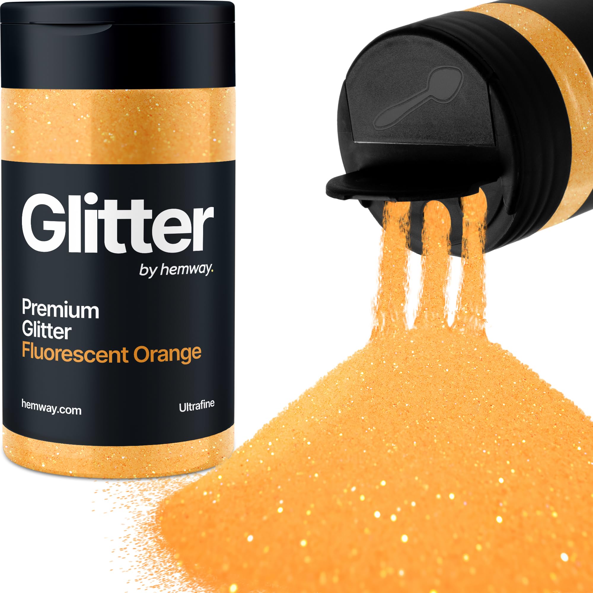 Fluorescent Orange Glitter Shaker, 130g Ultrafine Glitter, Crafts 1/128" Metallic Flake Orange Sequins, Resin & Epoxy Crafts, Decorating, Halloween, Christmas Nail, Face, Hemway