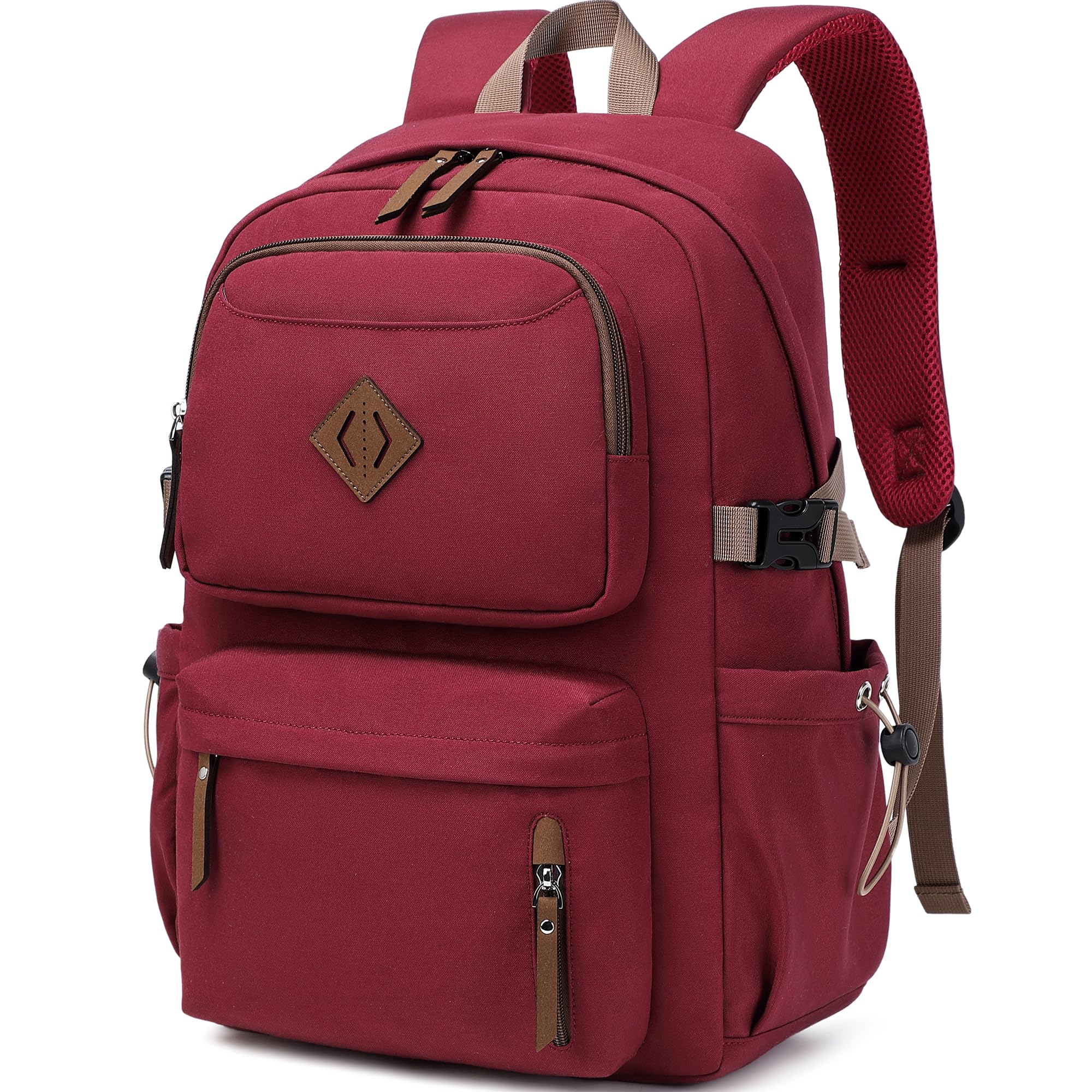 Photo 1 of AO ALI VICTORY laptop backpack 15.6 inch anti theft travel backpacks for men and women large college bookbag work business daypack middle high school bag for girls boys teens students red