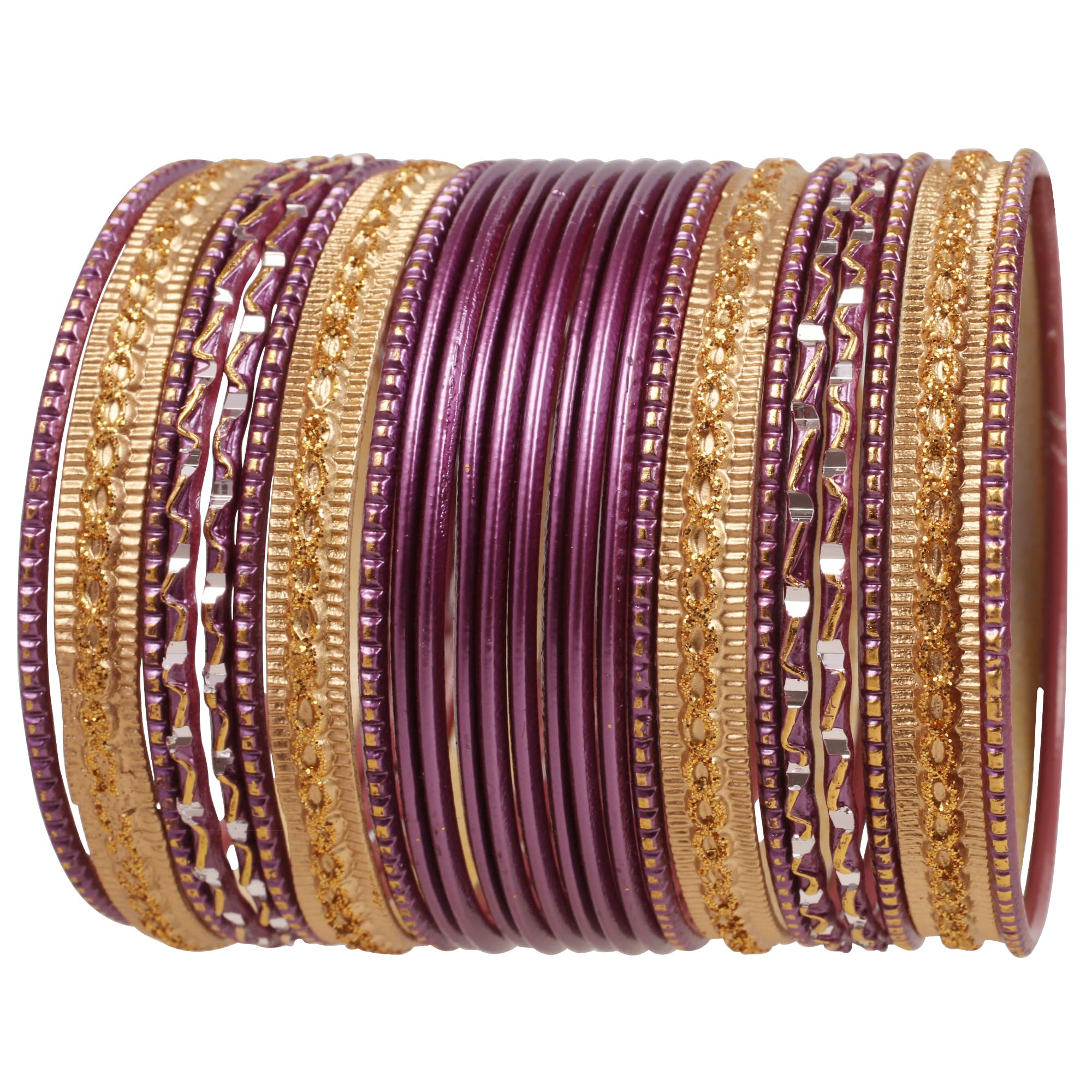 Touchstone "Colorful 2 Dozen Bangle Collection Indian Bollywood Pastel Onion Golden Glaze Designer Jewelry Special Large Size Bangle Bracelets Set Of 24 In Gold Tone For Women.