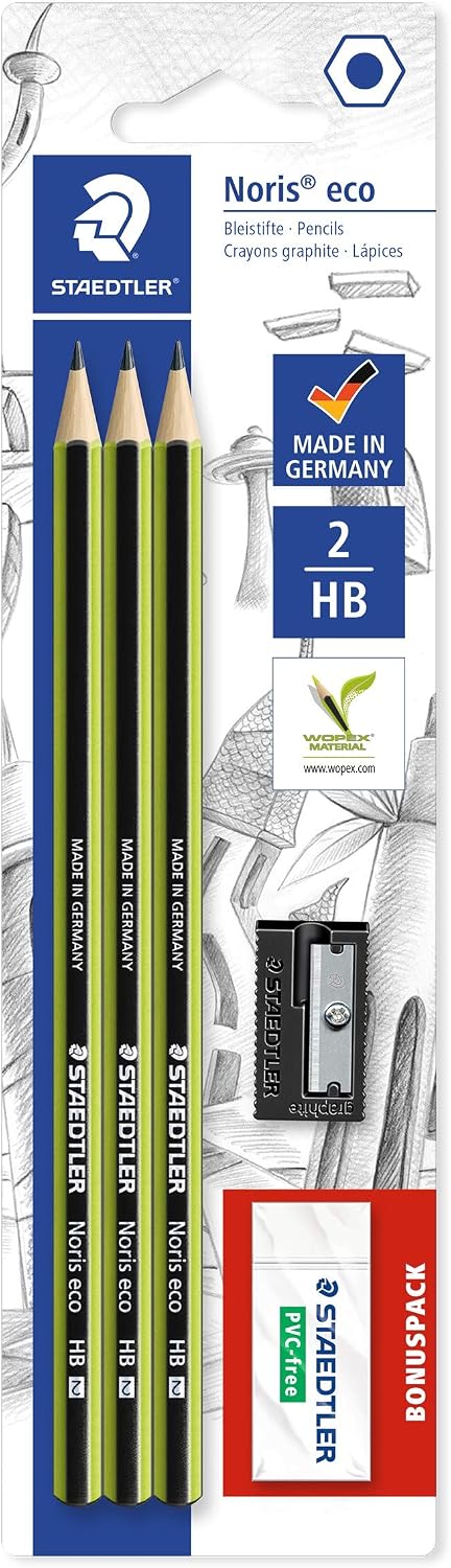 STAEDTLER Noris Eco 3 HB Pencils with Resoplast Eraser and Sharpener