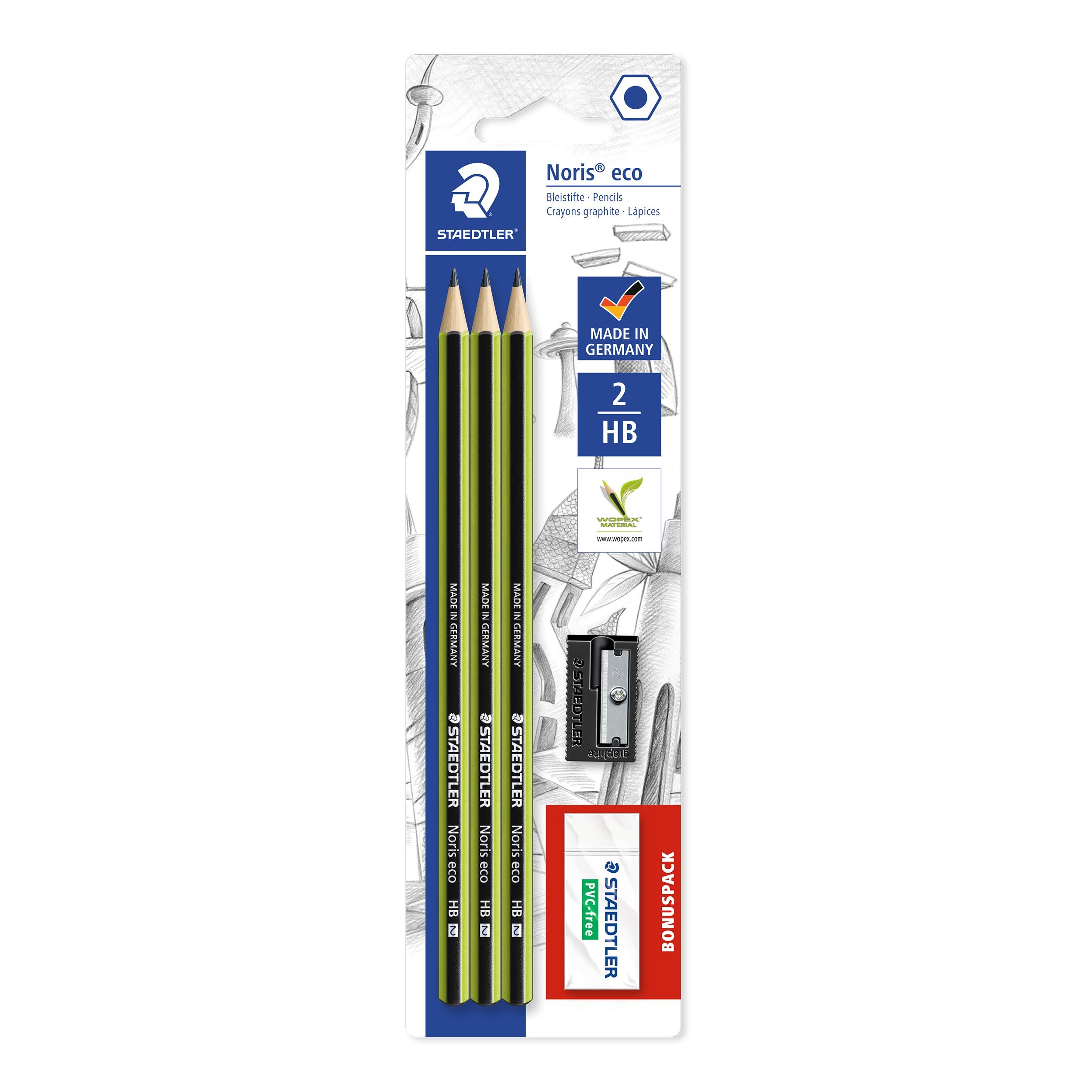 STAEDTLER Noris Eco 3 HB Pencils with Resoplast Eraser and Sharpener