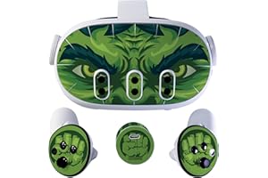 LOUCID SKINZ VR Accessories Compatible with Meta Quest 3 - Headset Virtual Reality Accessories Protective Cover Skins Compatible with Oculus Quest 3 (Green Beast)