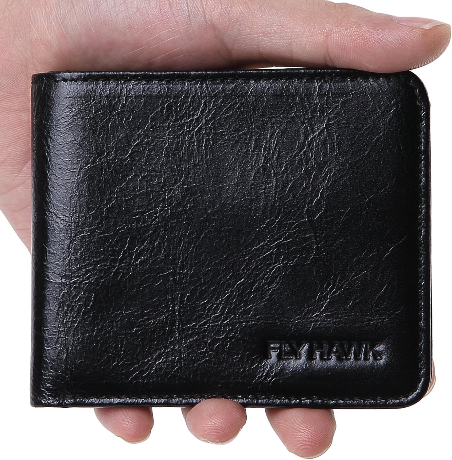 FlyHawk Best Credit Card Wallet for Men, Luxury Mens Leather Wallets, Black Money Clips Wallets