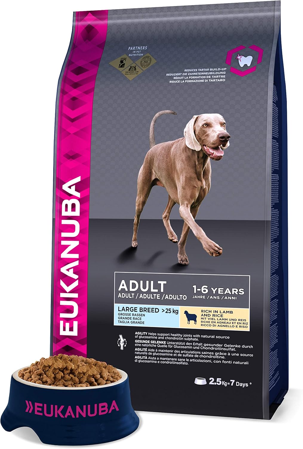 Eukanuba Complete Dry Dog Food for Adult Large and Giant Breeds with Lamb and Rice 2.5 kg, Lamb&Rice, 2.5 kg (Pack of 1)