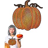 1pc Large Pumpkin Iron on Patches for Clothes, Glitter Sequin Embroidery Applique for Jeans Jacket Outfit Fabric Embellishment DIY Thanksgiving Party Decoration