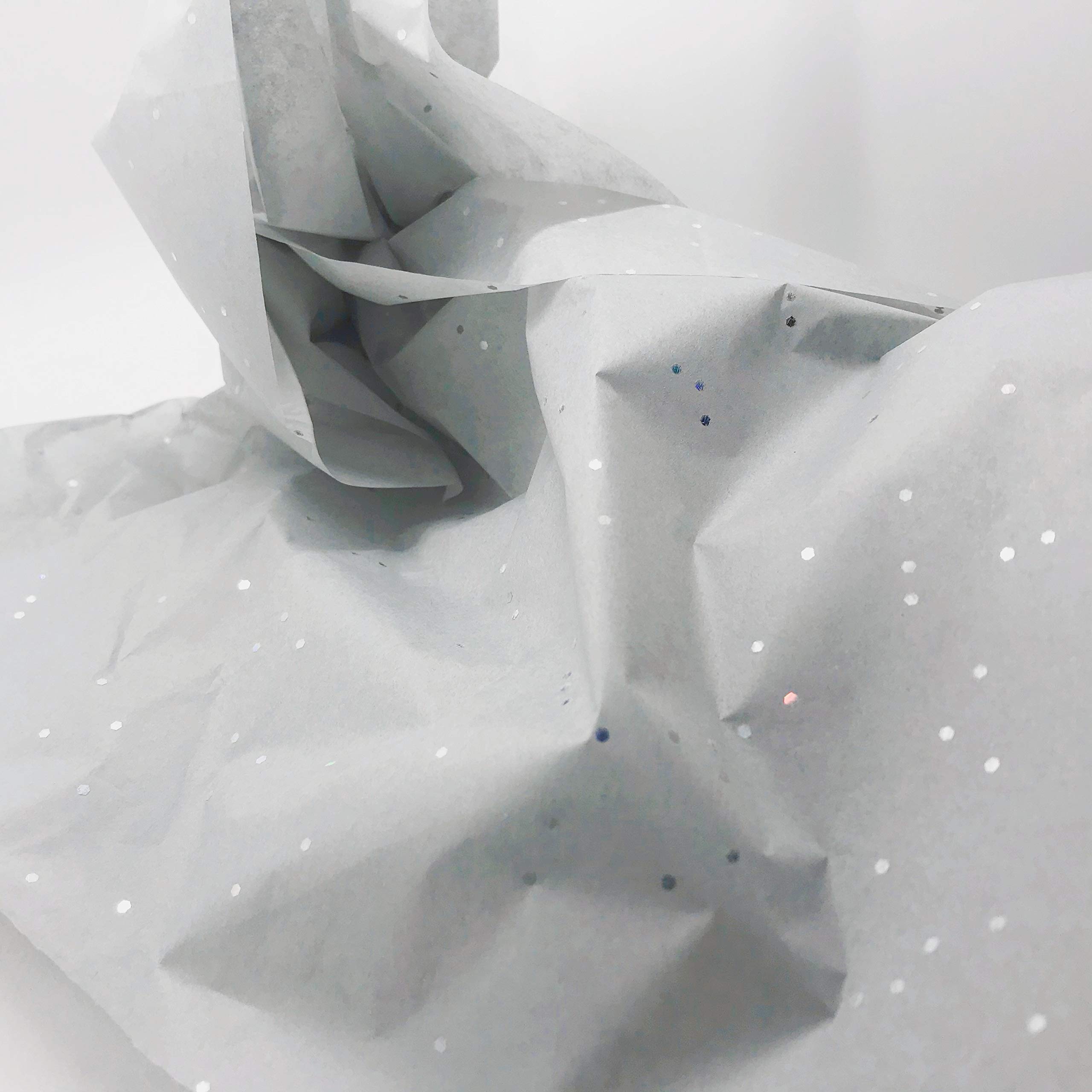 InsideMyNest Sparkly Glitter Gemstones Tissue Paper Sheets (30x20inches / 750x500mm) (Silver Dust, 50)