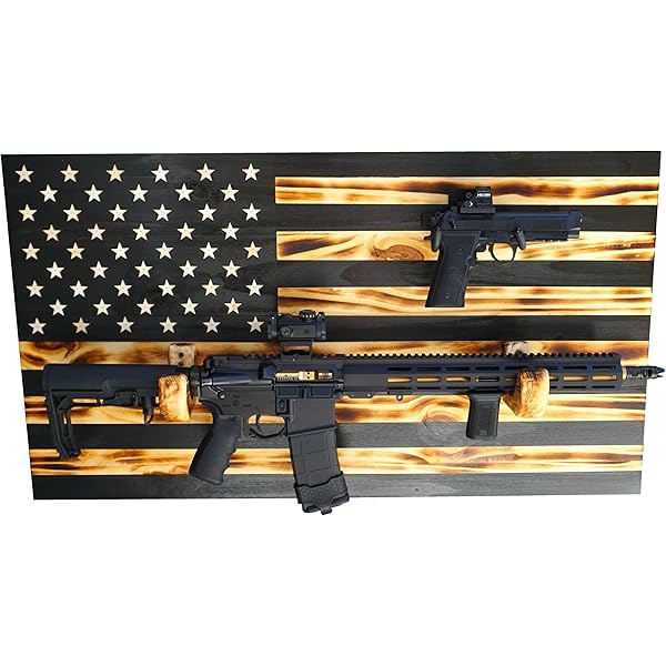 米軍放出品　美品　USA 　大型　フラッグ Amazon.com: Wooden Rustic American Flag with Gun Rack 36” x