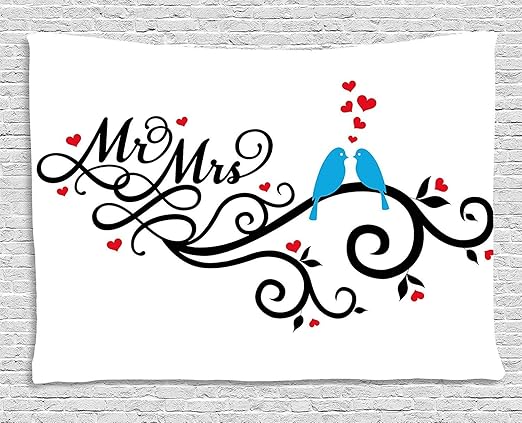 Tapices De Pared Wedding Decorations Tapestry Mr And Mrs Swirled