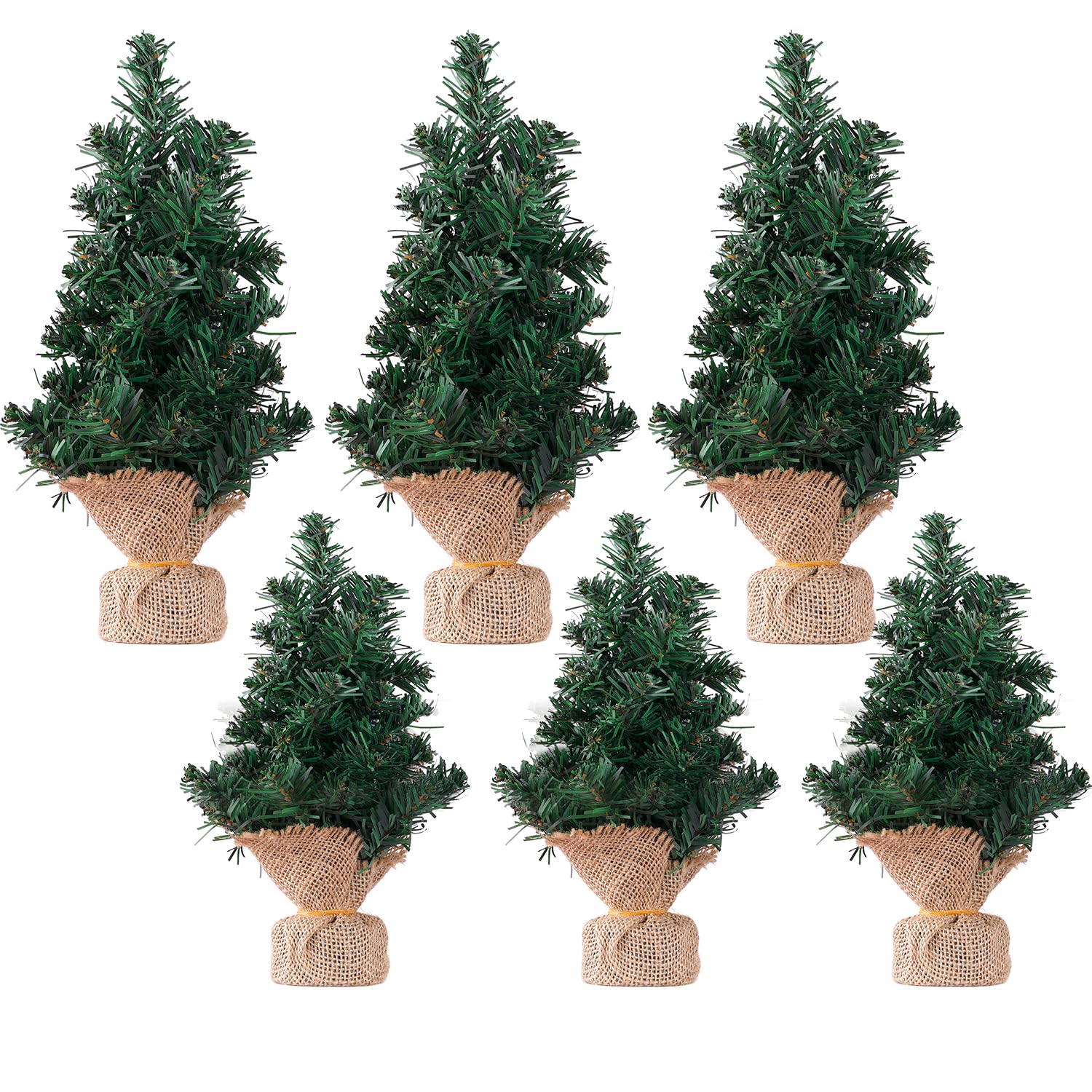 6pcs Mini Christmas Tree, 8in 12in Tabletop Christmas Tree Artificial Fake Small Xmas Pine Tree with Base Decorative Miniature Ornament for Winter Mantel Village Home Kitchen Dining Table Holiday