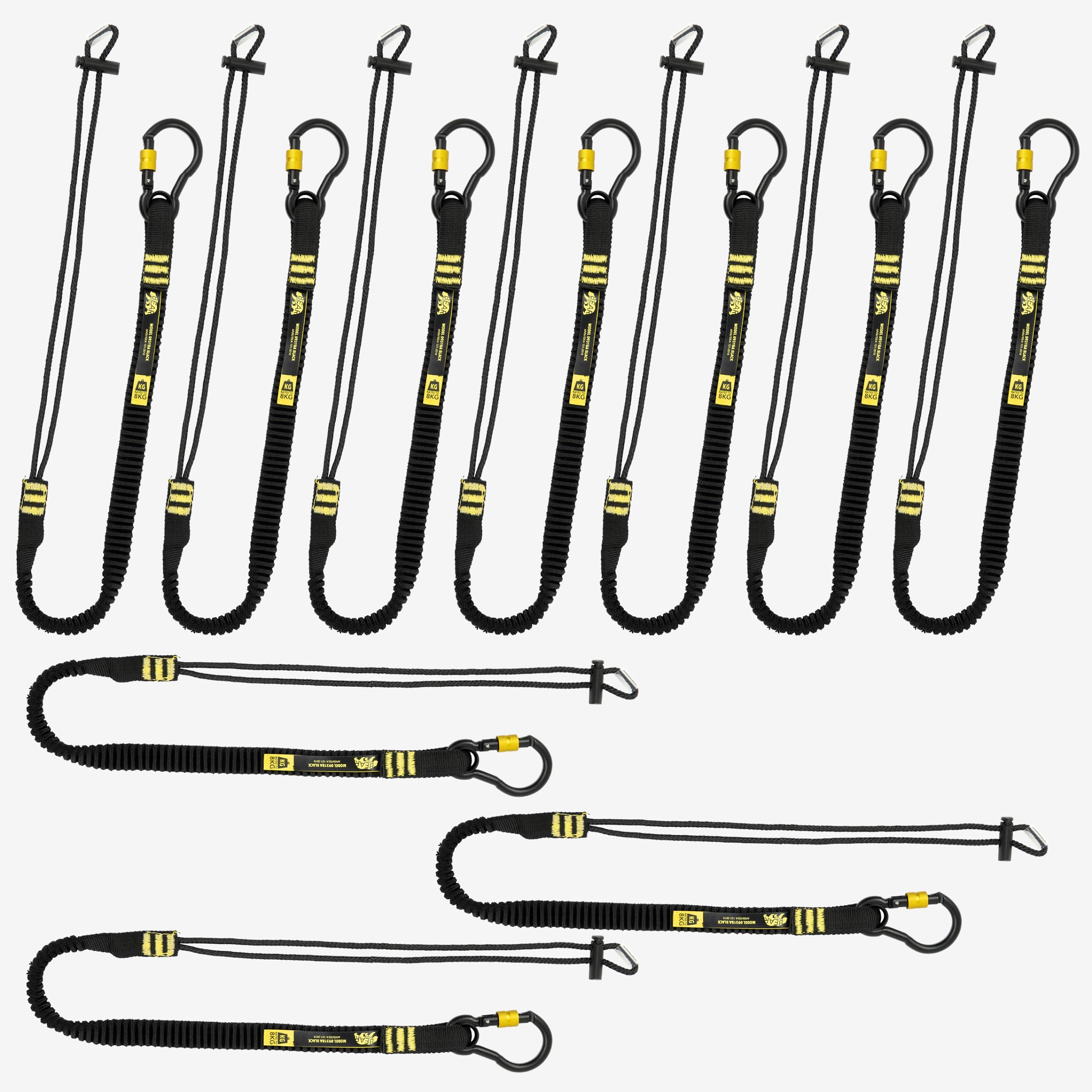 BearTOOLS ANSI-Approved Tool Lanyard with Spring Screw Lock Carabiner - 3Ft Heavy-Duty, Max load 17lbs - Shock Absorbing Lanyard - Adjustable Loop - Prevent Falling Objects - 10-pack