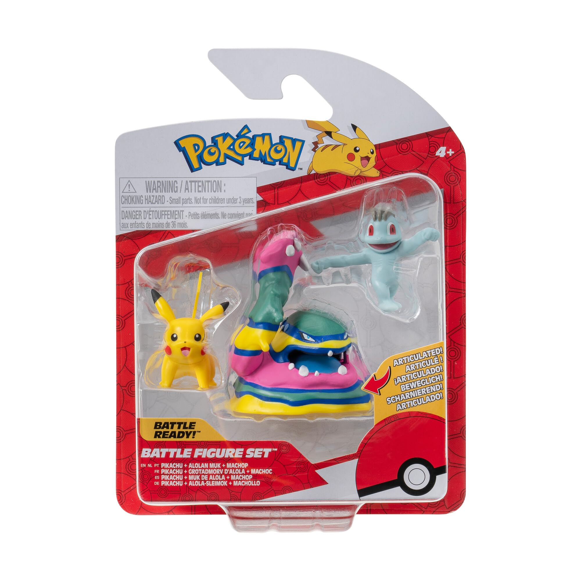 Pokémon Battle Figure 3 Pack - Features 2-Inch Pikachu and Machop and 3-Inch Alolan Muk Battle Figures — image 1